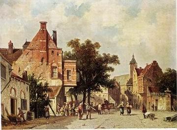 unknow artist European city landscape, street landsacpe, construction, frontstore, building and architecture. 117 oil painting image